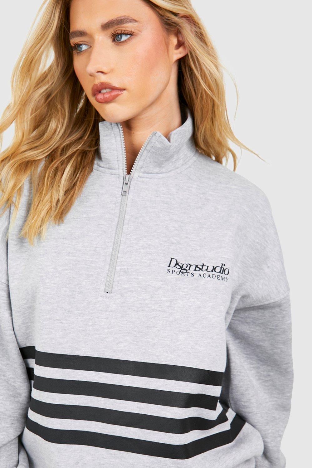 Striped half best sale zip sweatshirt